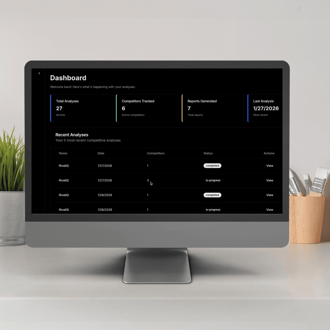 RivalQ — AI-powered competitive intelligence platform with n8n workflows and 5 specialized agents